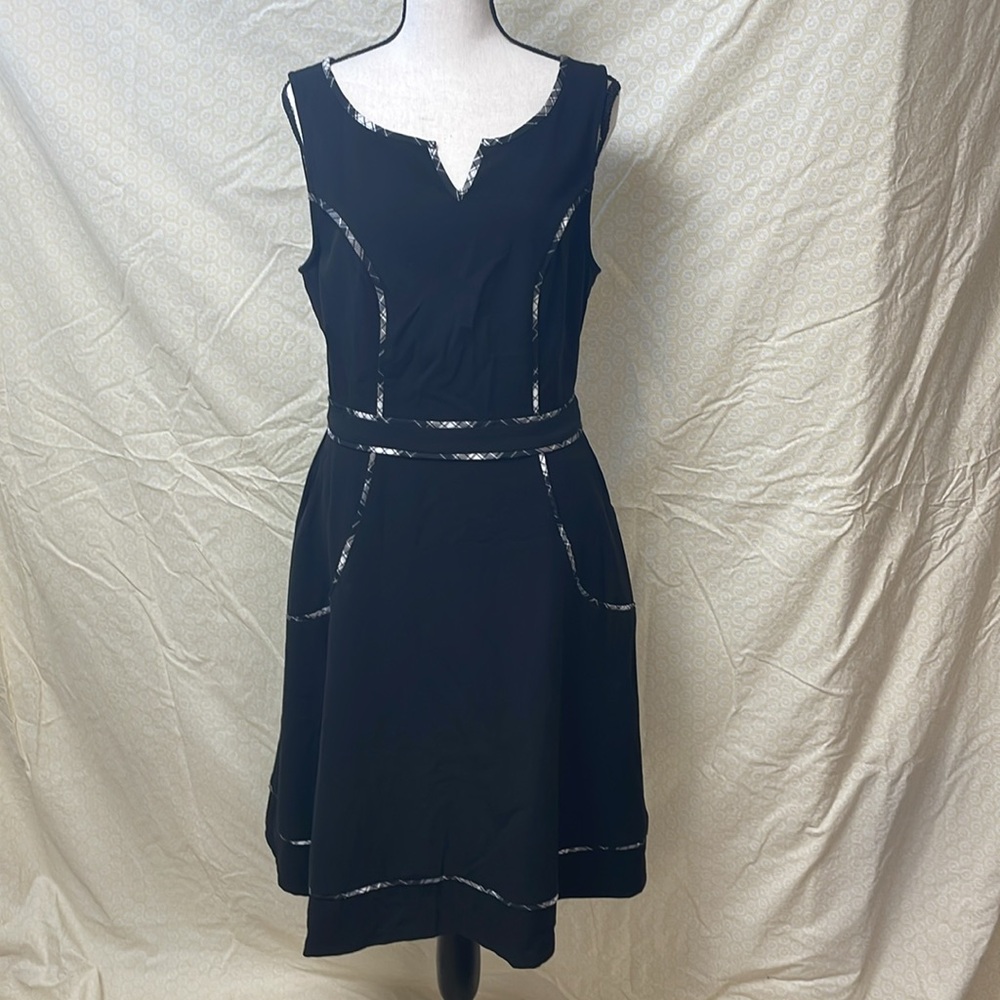 ModCloth black dress with black and white trim